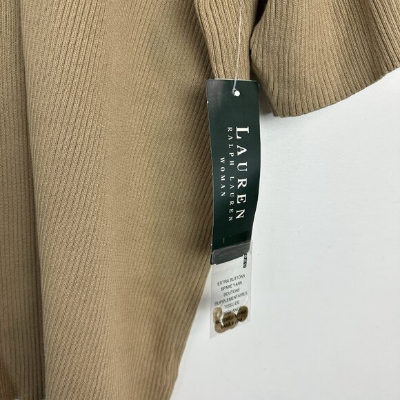 Lauren Ralph Lauren Ribbed Knit Top Womens 2X Brown V-Neck Short Sleeve Preppy - Picture 4 of 8